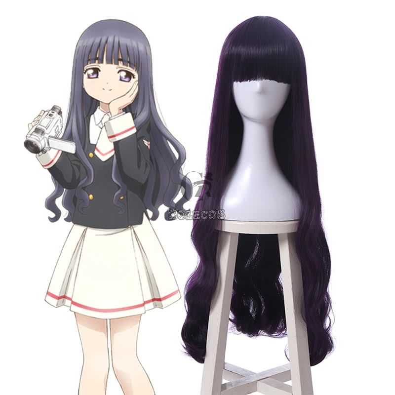 Cardcaptor Sakura Clear Card-hen Tomoyo Daidouji Anime Cosplay Wigs Long Curly Deep Purple Woman Wigs