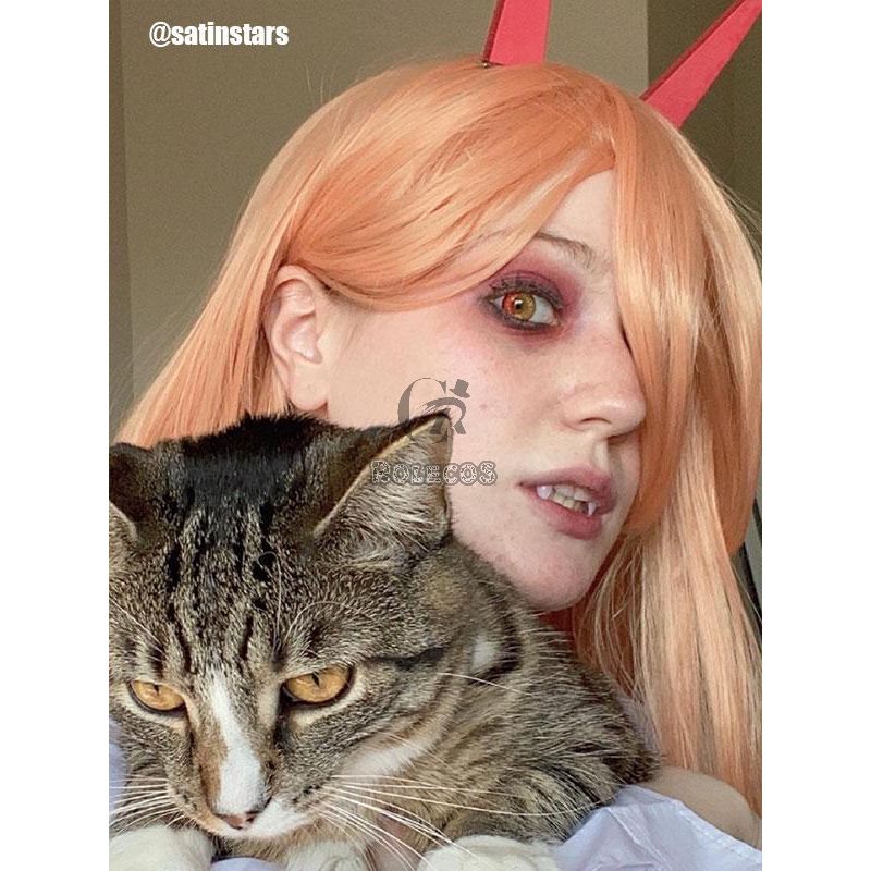 Chainsaw Man Power Orange Long Cosplay Wigs