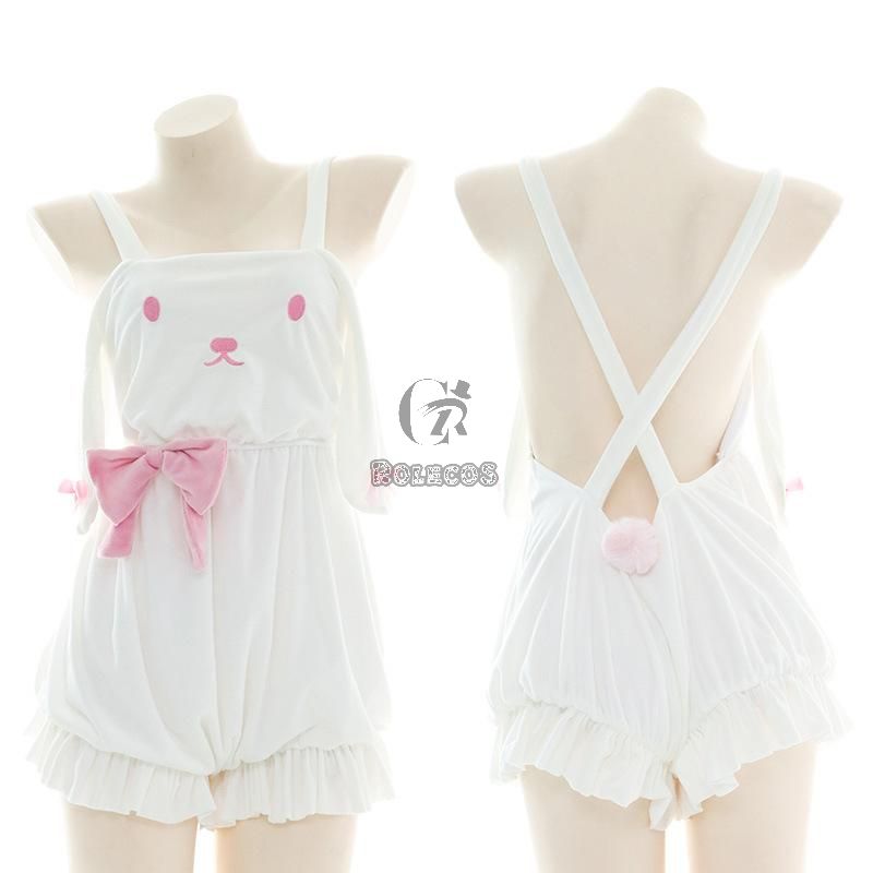 Crossover Backless Plush Rabbit Bodysuit Cosplay Costume