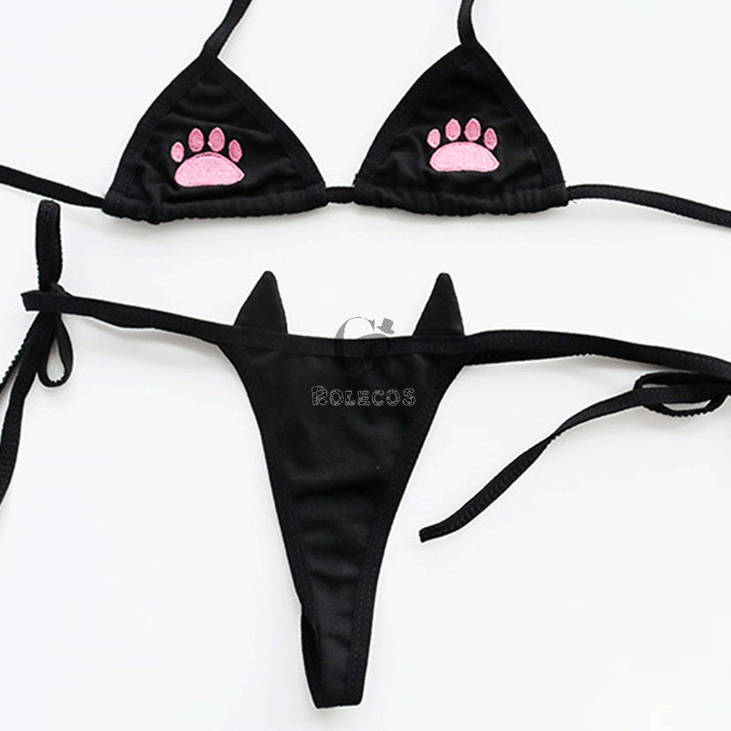 Cute Girly Embroidery Sexy Bikini 2 Colors Cosplay Costume 