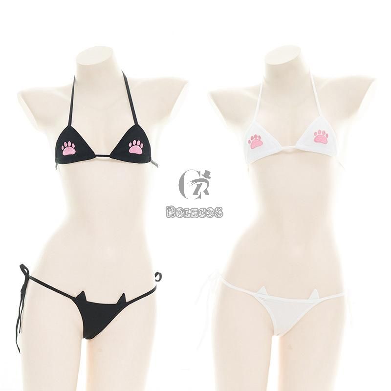 Cute Girly Embroidery Sexy Bikini 2 Colors Cosplay Costume 