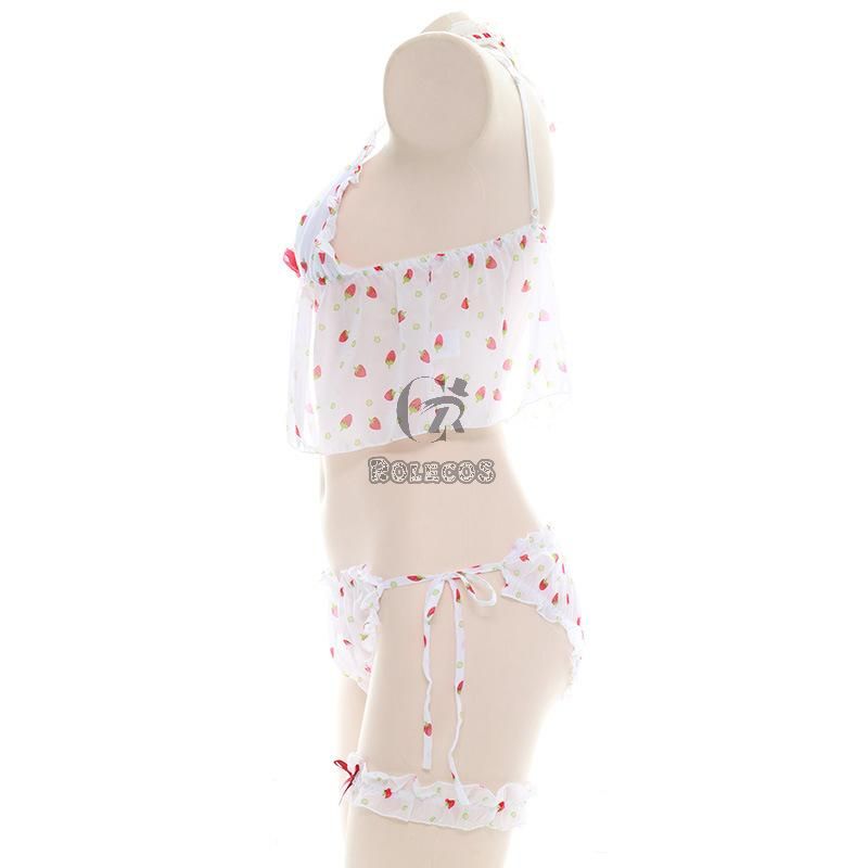 Cute Strawberry Translucent Pajamas Cosplay Costume