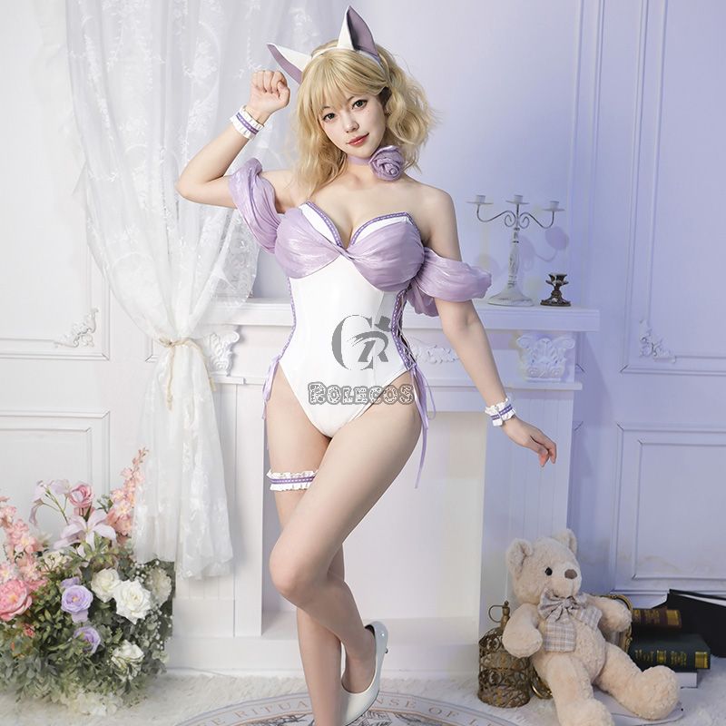 Cute White Mixed Light Purple Bunny Girl Sexy Cosplay Costume