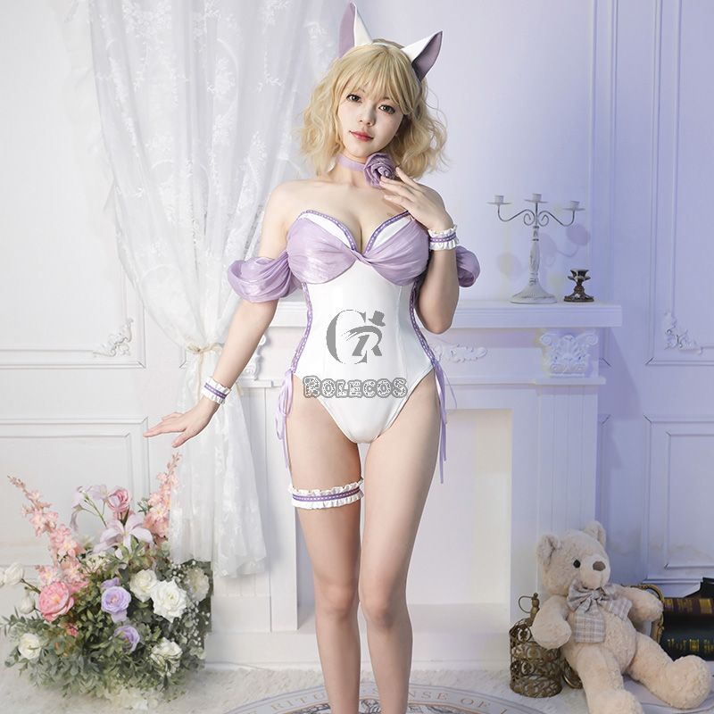 Cute White Mixed Light Purple Bunny Girl Sexy Cosplay Costume
