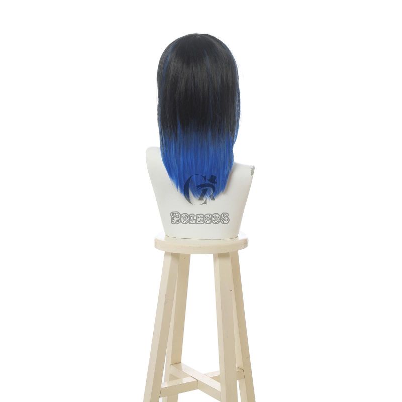 Demon Slayer Hashibira Inosuke Blue Black Mixed Color Cosplay Wigs