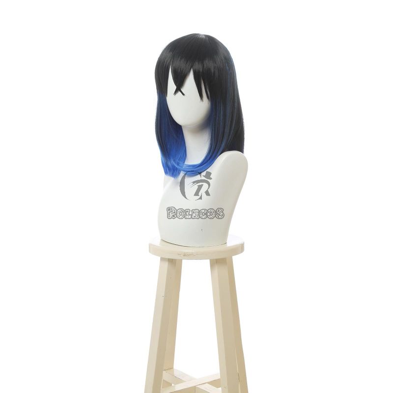Demon Slayer Hashibira Inosuke Blue Black Mixed Color Cosplay Wigs