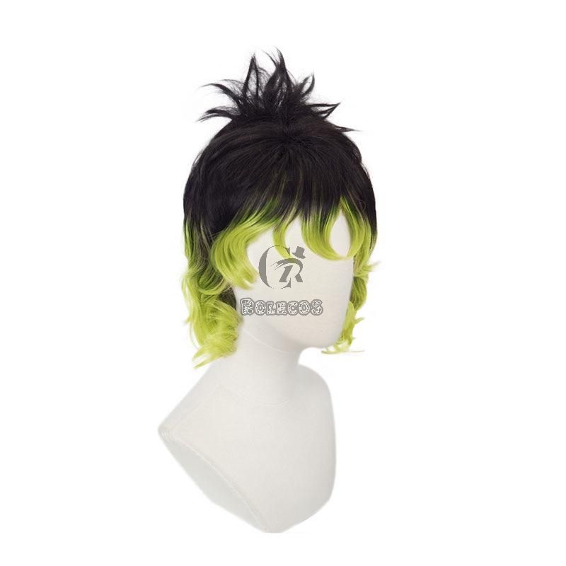 Demon Slayer Kimetsu no Yaiba Giyuutarou Dark Mixed Green Short Cosplay Wigs
