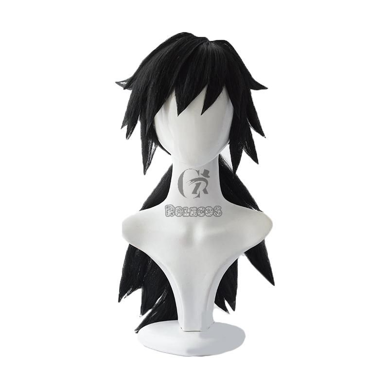 Demon Slayer  Kimetsu no Yaiba Tomioka Giyuu Black Long Cosplay Wigs
