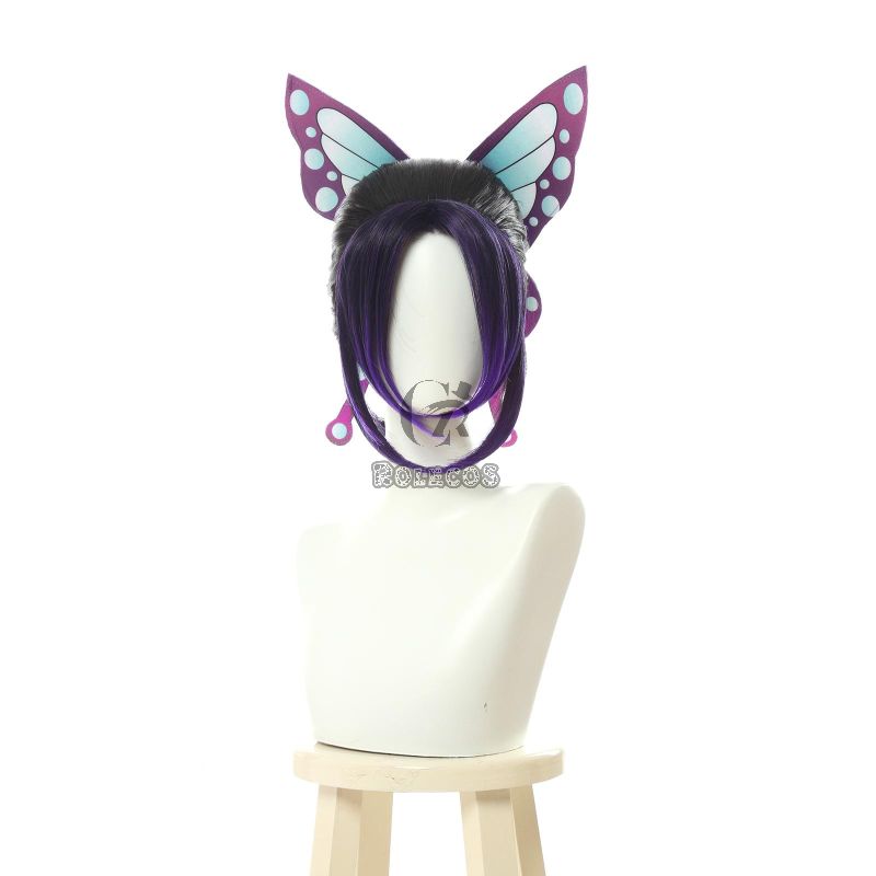 Demon Slayer Kochou Shinobu Short Purple Gradient Color Cosplay Wigs