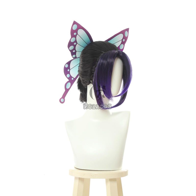 Demon Slayer Kochou Shinobu Short Purple Gradient Color Cosplay Wigs