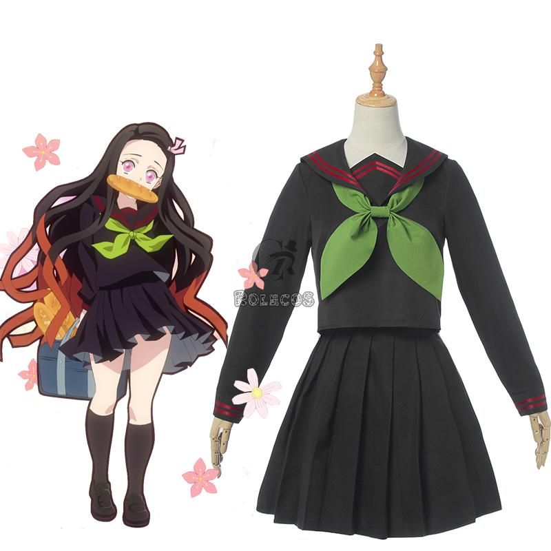 Demon Slayer Nezuko Kamado School Uniform Cosplay Costume