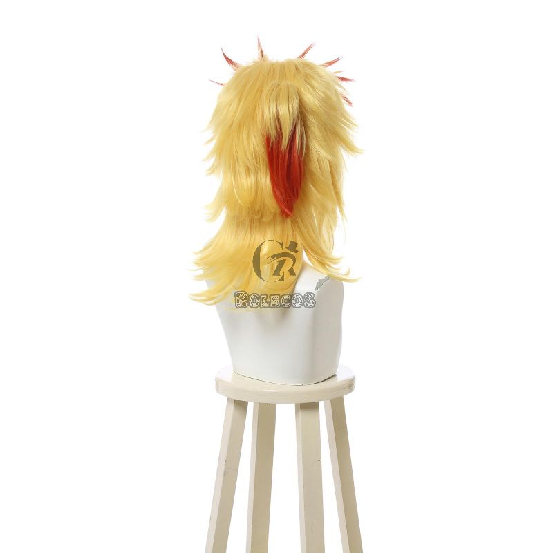 Demon Slayer  Rengoku Kyoujurou Yellow Mixed Red Ponytail Cosplay Wigs