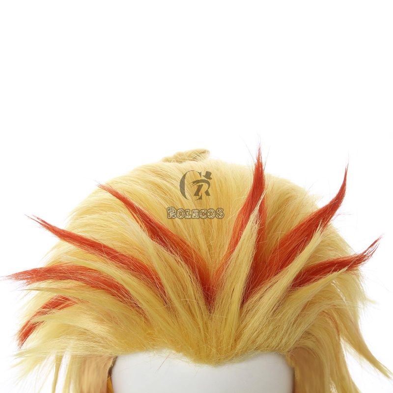 Demon Slayer  Rengoku Kyoujurou Yellow Mixed Red Ponytail Cosplay Wigs
