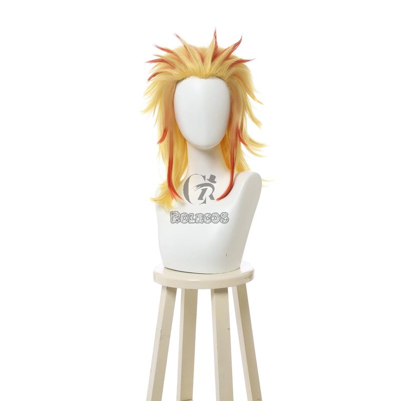 Demon Slayer  Rengoku Kyoujurou Yellow Mixed Red Ponytail Cosplay Wigs