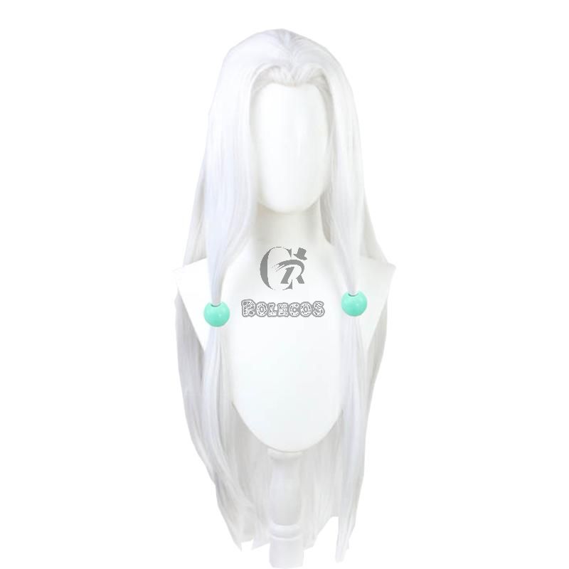 Demon Slayer Rui Spider Sister White Long  Cosplay Wigs Free Headdress 