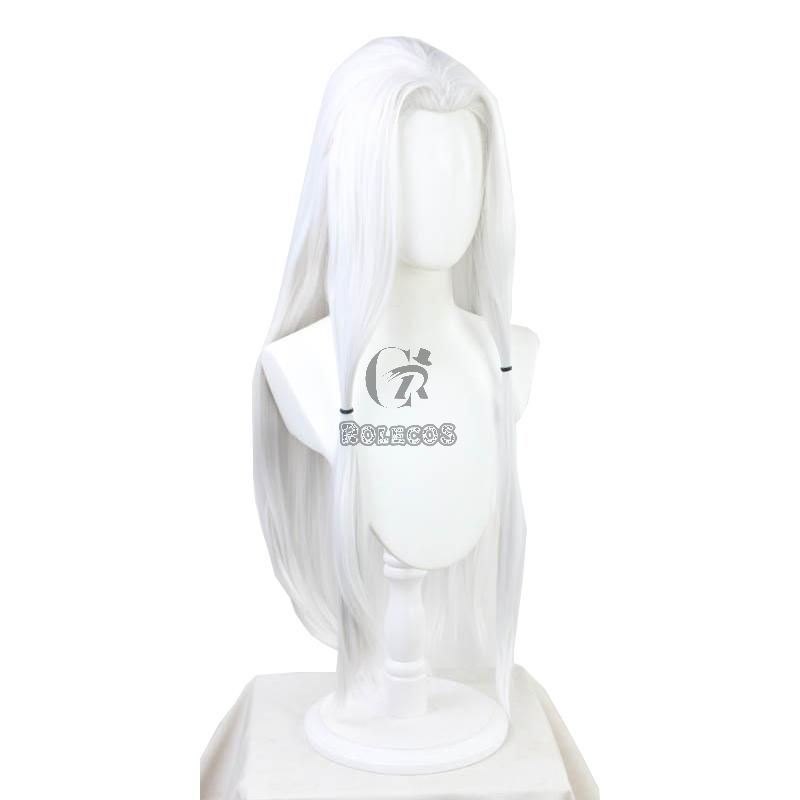 Demon Slayer Rui Spider Sister White Long  Cosplay Wigs Free Headdress 
