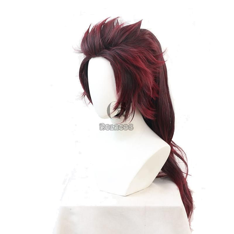 Demon Slayer  Tanjirou Kamado Female Red Black  Long Cosplay Wigs