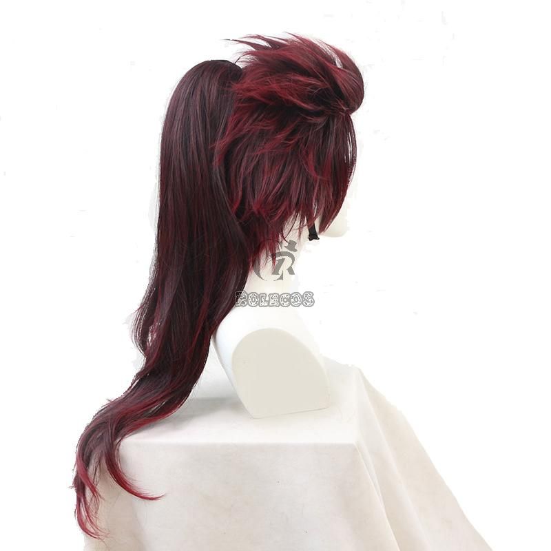 Demon Slayer  Tanjirou Kamado Female Red Black  Long Cosplay Wigs