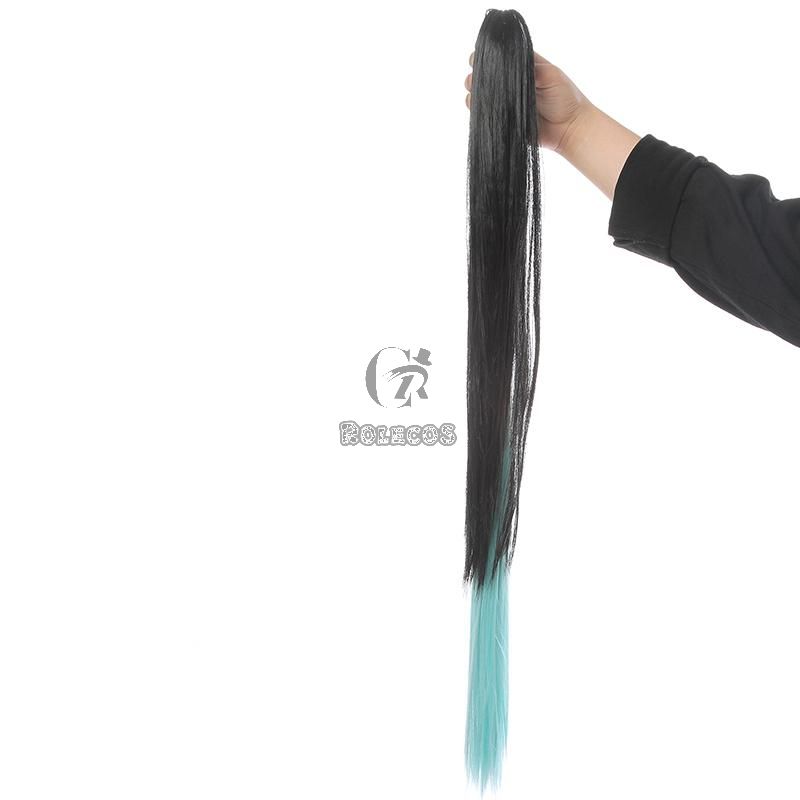 Demon Slayer Tokitou Muichirou Long Straight Green Mixed Black  Cosplay Wigs