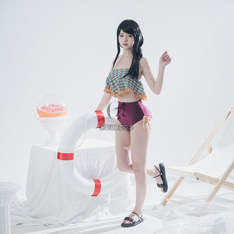 Demon Slayer Tomioka Giyuu Swimsuit Two Piece Bathing Suit Cosplay Costume