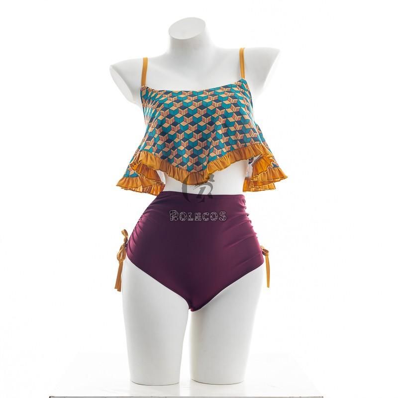 Demon Slayer Tomioka Giyuu Swimsuit Two Piece Bathing Suit Cosplay Costume