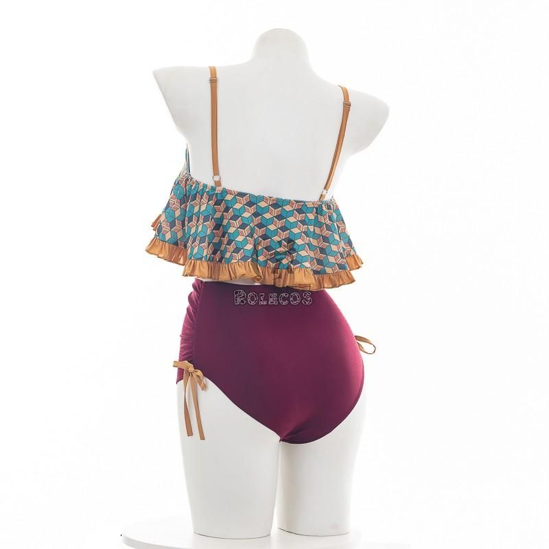 Demon Slayer Tomioka Giyuu Swimsuit Two Piece Bathing Suit Cosplay Costume