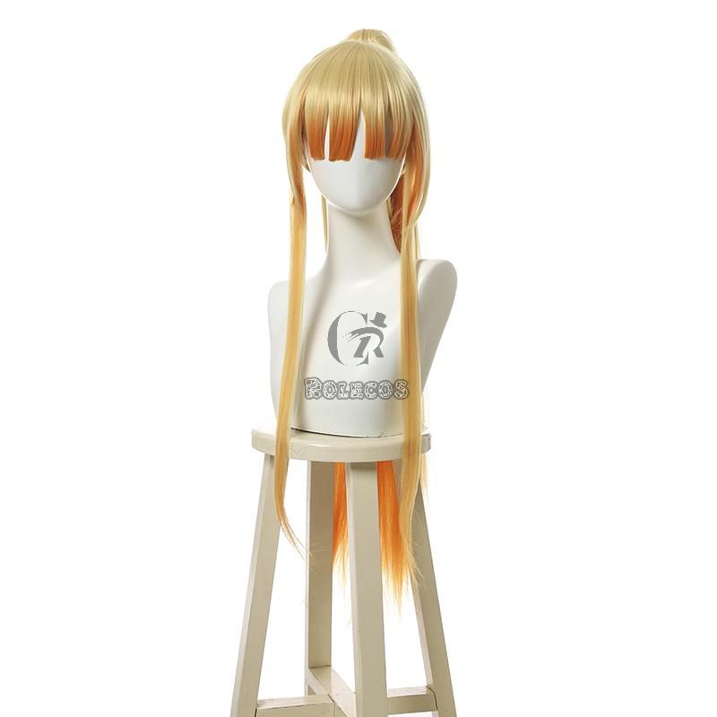 Demon Slayer Zenitsu Agatsuma Female Blonde Long Ponytail Cosplay Wigs