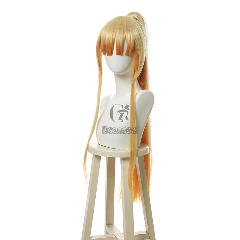 Demon Slayer Zenitsu Agatsuma Female Blonde Long Ponytail Cosplay Wigs