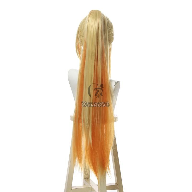 Demon Slayer Zenitsu Agatsuma Female Blonde Long Ponytail Cosplay Wigs