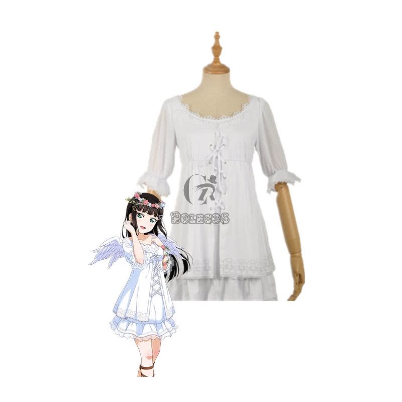 Love Live Sunshine Angel Aqours Unawaken Dia Kurosawa White Dress Anime Cosplay Costumes
