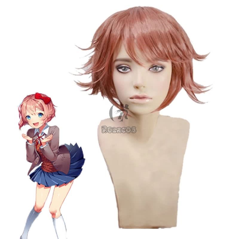 DDLC! Sayori Short Brown Synthetic Cosplay Wigs