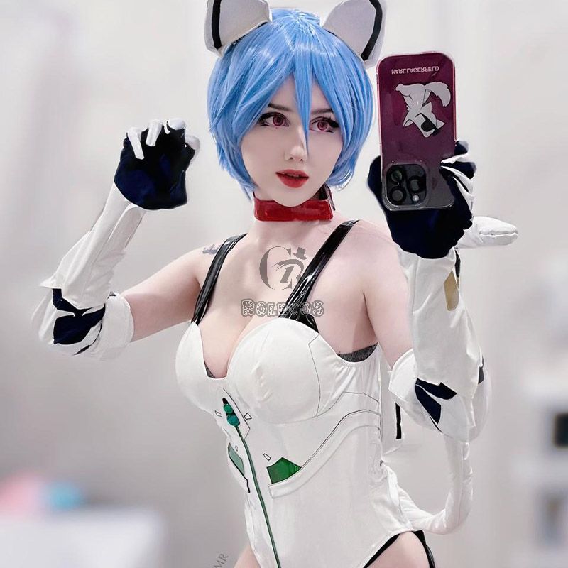 EVA Rei Cat White Cosplay Costume