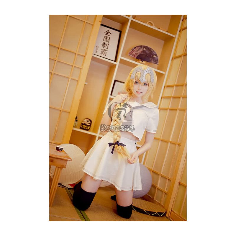 Fate/Grand Order Fate Go Jeanne d'Arc White Uniform Cosplay Costumes
