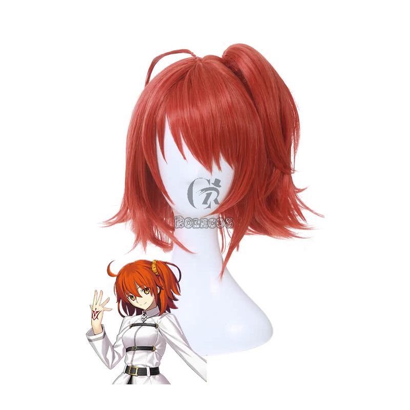 Fate/Grand Order Grand Master Olgamally Animusphere Short Straight Orange Red Synthetic Female Cosplay Wigs