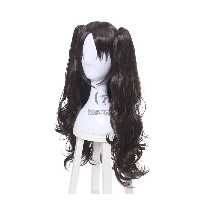 Fate Grand Order Tohsaka Rin Black Brown Long Curly Game Cosplay Wigs 