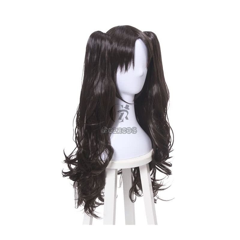 Fate Grand Order Tohsaka Rin Black Brown Long Curly Game Cosplay Wigs 