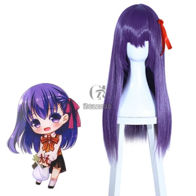 Fate/Stay night Sakura Matou  Long straight Purple Cosplay Wigs