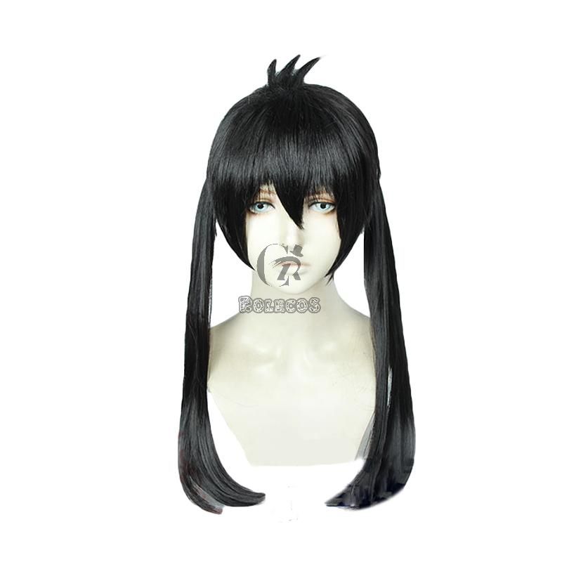 Fire Force Kotatsu Tamaki  Black Long Dual horsetail Cosplay Wigs