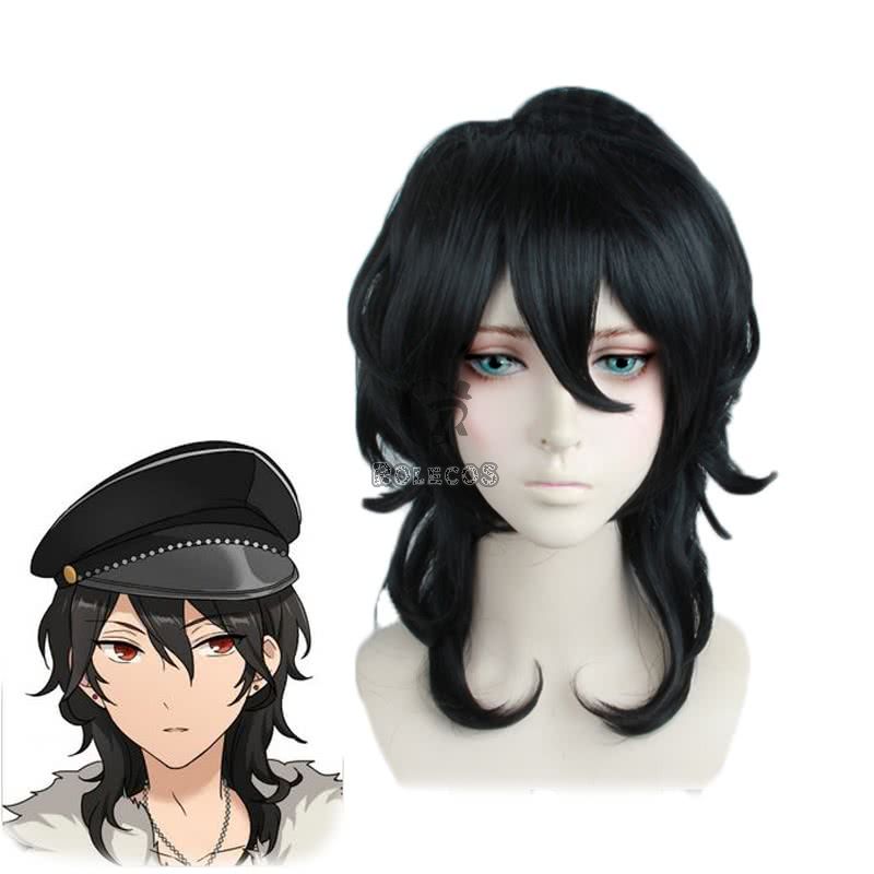 Game Ensemble Stars Rei Sakuma Black Curly Cosplay Wig