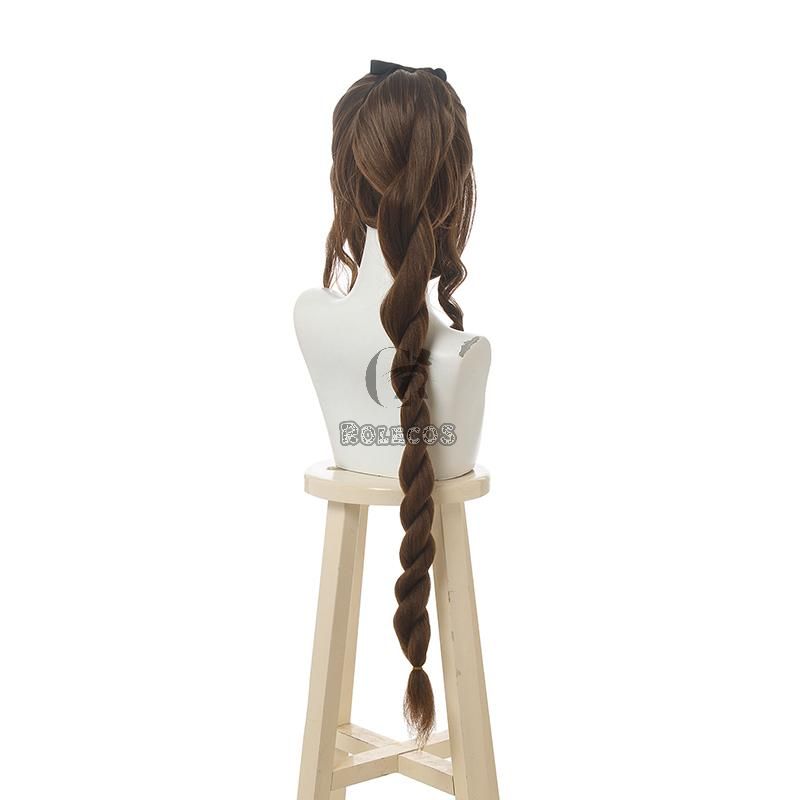 Game Final Fantasy VII Aerith Gainsborough Cosplay Wigs Brown Long Curly Cosplay Wig