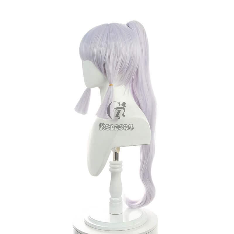 Game Genshin Impact Ayaka Gray Mixed Blue Long Ponytail Cosplay Wigs