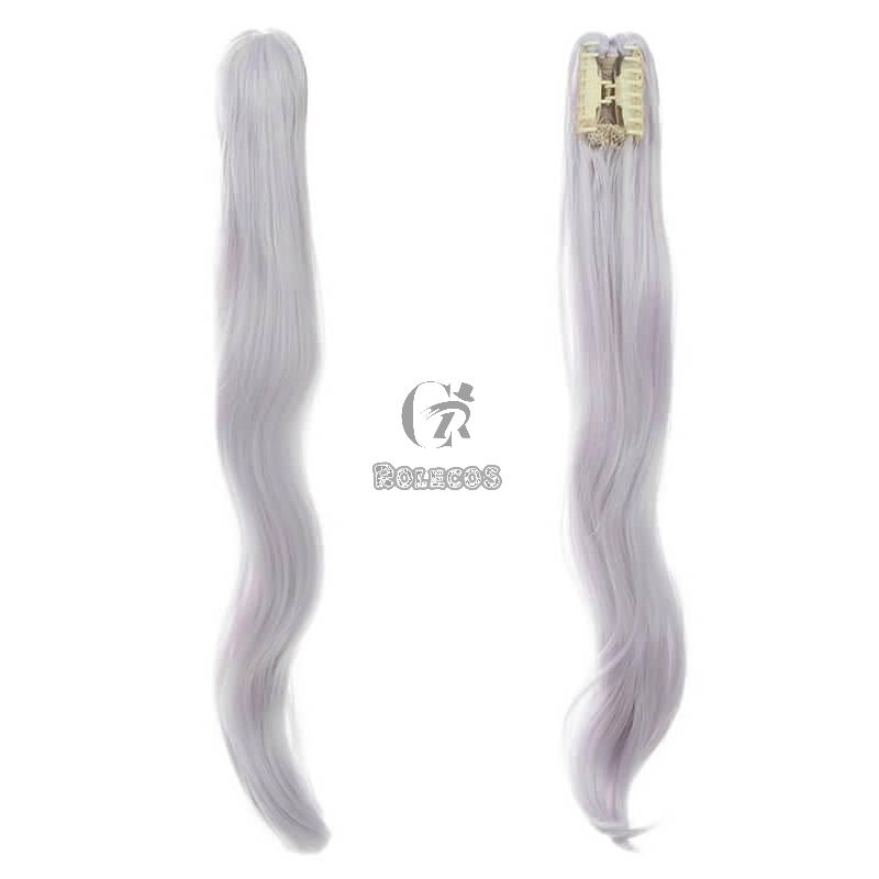 Game Genshin Impact Ayaka Gray Mixed Blue Long Ponytail Cosplay Wigs