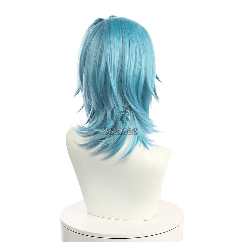Game Genshin Impact Eula Blue Mixed White Cosplay Wigs
