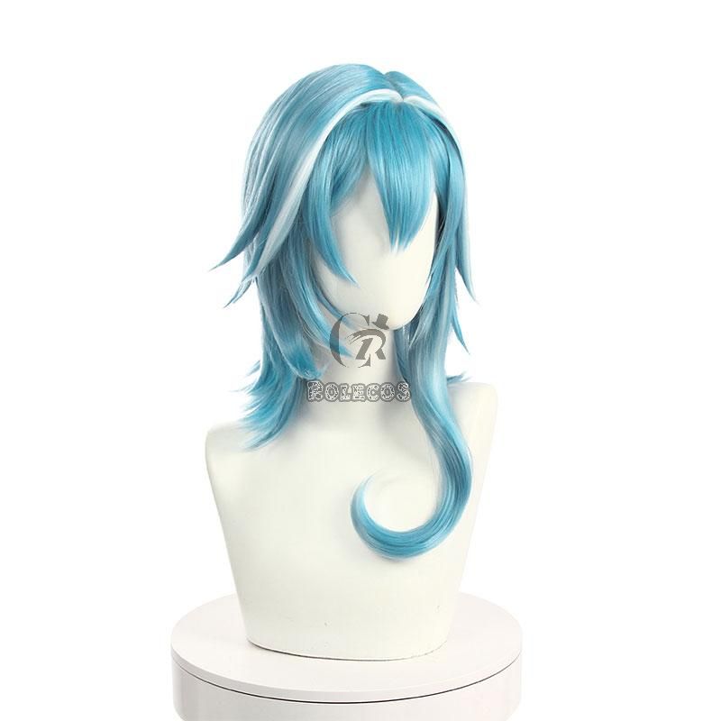 Game Genshin Impact Eula Blue Mixed White Cosplay Wigs