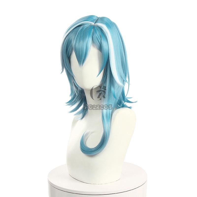 Game Genshin Impact Eula Blue Mixed White Cosplay Wigs