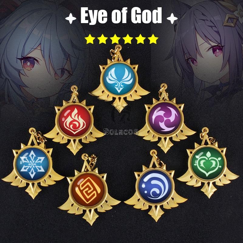Game Genshin Impact  Eye of God Vision 14 Style Florescent Light Keychain 