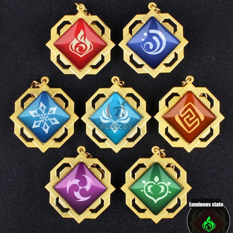 Game Genshin Impact  Eye of God Vision 14 Style Florescent Light Keychain 