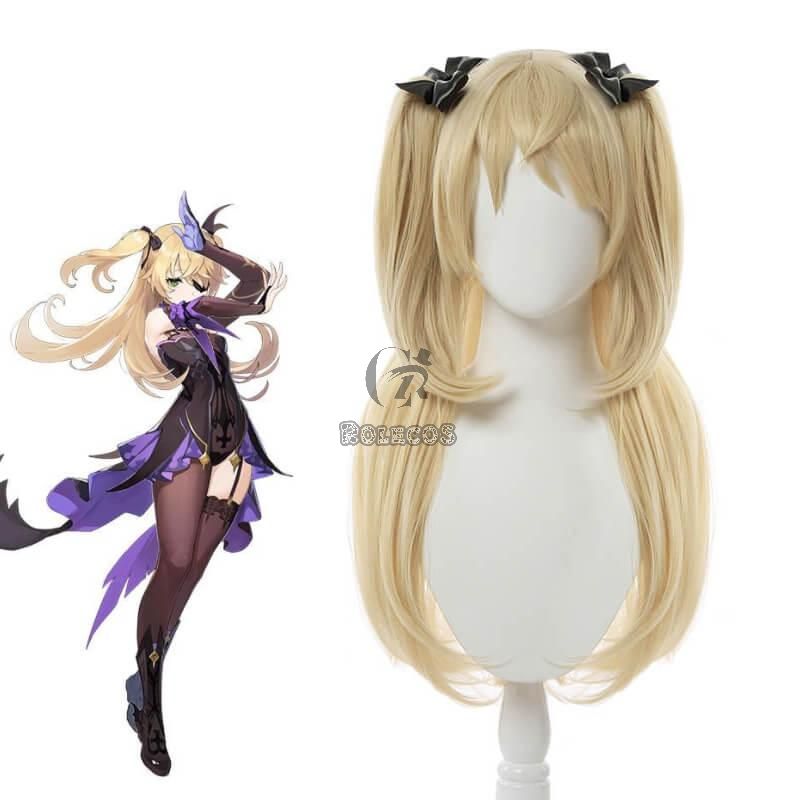 Game Genshin Impact Fischl Blonde Ponytail Cosplay Wigs