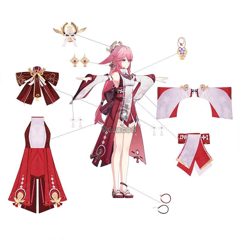Game Genshin Impact Guuji Yae Cosplay Costume
