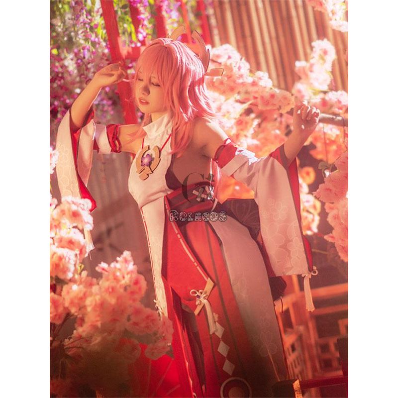 Game Genshin Impact Guuji Yae Cosplay Costume